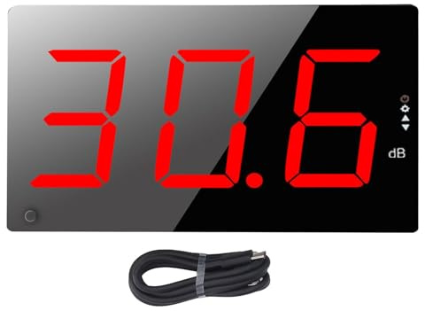 Ejoyous Schallpegelmessgerät 30~130dB, Digitale Schallpegelmesser mit großem 3-Zoll-LCD-Display Akustischem Alarm Wandmontage
