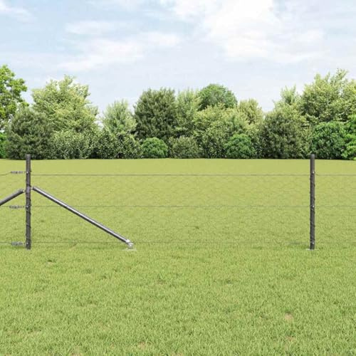 Zaunpfosten Grau 25 x 0,5 m, Stahlpfosten mit 50 mm Maschenweite, wetterfest für Garten, Terrasse, Sichtschutz im Außenbereich, robustes Design