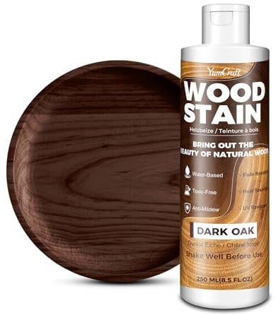 Holzbeize Dunkle Eiche 250ml Wasserbasierte Holzlasur, Innen & Außen für alle Holzarten, Möbel, Schränke, Türen, Fenster, Regale, Schnelltrocknend, Geruchsarm, Ungiftig, Einfach Aufzutragen, Matt