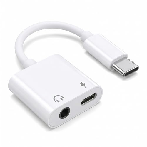 2 en 1 Adaptador USB C a Jack 3.5mm, Adaptador Auriculares Phone Cascos Tipo C y Carga Rapida PD 60W,adaptador Aux Audio Mini Jack a USB C para Phone 17/16/15 Pro Max Plus,iPad,Macbook,Samsung,Pixel