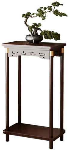 JINGSHIQIAOPL Solid Wood Foyer Table with Plant Stand, 2 Tier Tall Console Table with Aquarium Stand, Hallway Furniture for Living Room, Hallway, Balcony, Home, Office(48x30x90cm/19x12x35.5in)