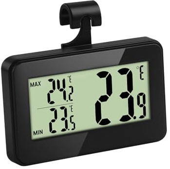 Termometro per frigorifero e congelatore con registrazione di temperatura massima/minima (nero)
