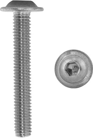 Linsenkopfschrauben M10 X 20 ISO 7380 mit Flansch u. Innensechskant (ISK) Edelstahl A2 (10 Stück) - V2A Linsenschrauben mit Bund Rundkopfschrauben Flachkopfschrauben Flanschschrauben