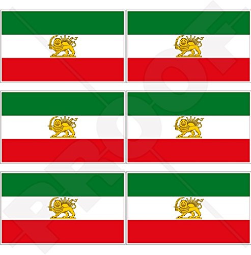 Mini-Aufkleber, Motiv: Iran-Persien, ehemalige iranische Flagge, Persisch, 40 mm, Vinyl, 6 Stück