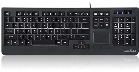 Perixx Periboard-313 Kabelgebundene USB-Tastatur mit Hintergrundbeleuchtung mit Touchpad, volle Größe, 3-stufige LED-Hintergrundbeleuchtung, schwarz, US-Layout (11445)