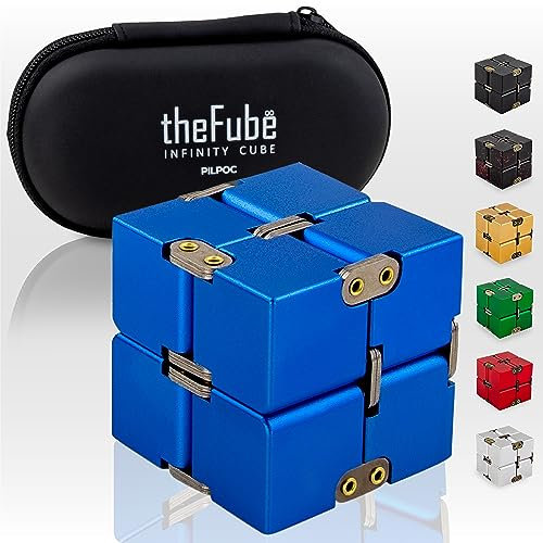 PILPOC theFube Fidget Toy - Premium Qualität Fidget Toys, Stresswürfel mit Exklusiver Schutzhülle, Anti-Stress Würfel , ADHS Spielzeug für Kinder und Erwachsene, Blau