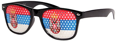 Alsino WM Fanbrille Fussball Brille Länderbrille Gitterbrille Deutschland, Portugal, Brasilien, Schweiz, England, Spanien, Italien, Frankreich, Russland, Kroatien, usa, (V-1165 Serbien)