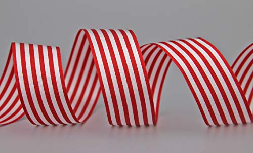 Dekoband STRIPES ROT Weiss 3 m x 25 mm Streifen Geschenkband Schleifenband Stoffband gestreift elegant Geschenkverpackung Geburtstag Ostern Dekoration Premium Band Karten