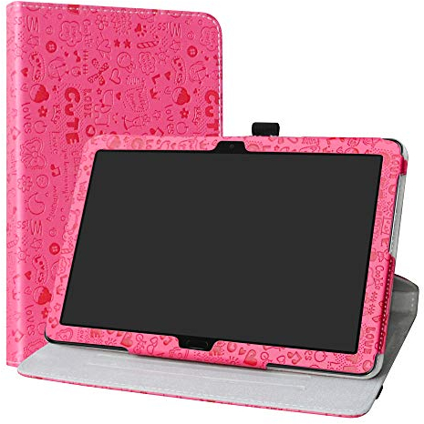 Labanema Huawei MediaPad M5 Lite 10 Custodia, PU Caso Pelle Girevole 360°Rotante Cover Case per Huawei MediaPad M5 Lite 10 2018 Tablet - Rosso