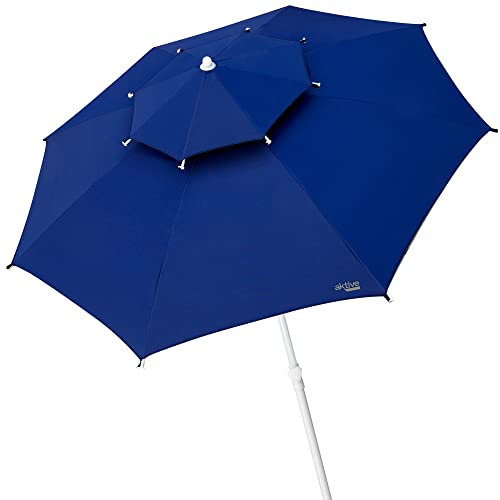 AKTIVE Sombrilla antiviento, Sombrilla grande, Ø280 cm, diseño octogonal, mástil 28-32 cm, con techo de ventilación, protección UV30 (53848)
