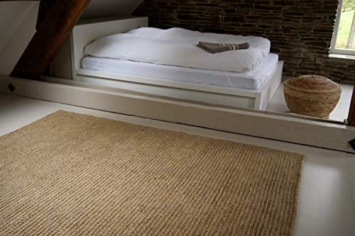 floor factory Moderner Designer Teppich Jute Natur/beige 80x150cm - handgewebter Teppich aus 100% Naturfaser
