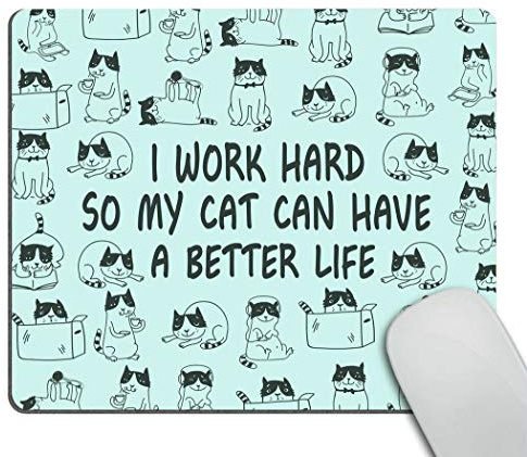 Wasach Mouse Pad - Funny Cat Mousepad for Office Decor, New Job Present, Cat Lady Present, Cubicle Decor