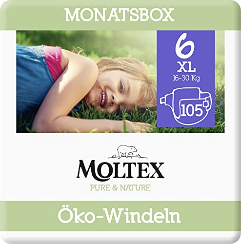 Moltex Pure & Nature Öko Windeln Größe 6 XL (13-18kg) Monatsbox 105 Bio Windeln