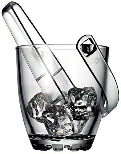 Clear Glass Ice Bucket with Tongs & Carry Handle (Sylvana)