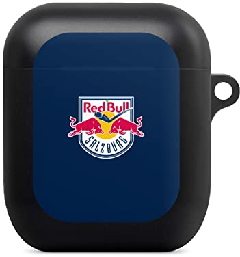 Hülle mit Karabiner kompatibel mit Apple AirPods (1. Generation) Case schwarz Schutzhülle mit Schlüsselanhänger EC Red Bull Salzburg Offizielles Lizenzprodukt Eishockey