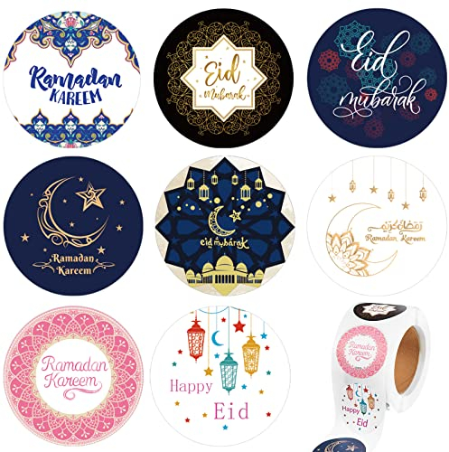 400 Stück Eid Mubarak Aufkleber Ramadan Sticker Runde Geschenktüten Etiketten Selbstklebende Umschläge Siegelaufkleber Dekoration für Muslim Islam Party Geschenkbox DIY(1,18 Zoll)