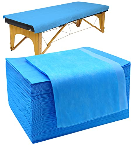 Xiaozhifu 100PCS Einweg Bettlaken, Einweg Massagetisch Bettlaken,Massagetisch Auflage Bettlaken Massagelaken für Schönheitssalon SPA Krankenhausbetten Tattoo Hotels 80x180cm（Blau）