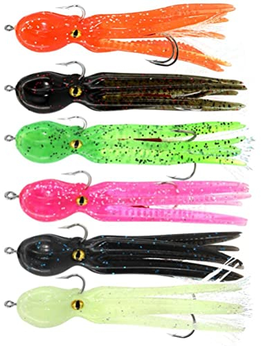 Stylebest 6Pcs Octopus Swimbait Weicher Angelköder mit Haken Squid Jigs Künstlicher Köder das Meeresangeln im Salzwasser
