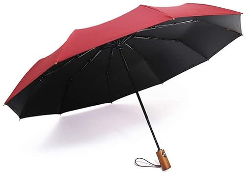 hell Automatischer Taschenschirm, wetterfester Regenschirm mit Holzgriff, halbautomatisches Öffnen und Schließen von Reiseschirmen Unzerbrechlich