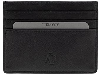 Adapell Porta carte di credito in pelle - Portafoglio unisex in vera pelle - Capacità fino a 8 carte, Nero