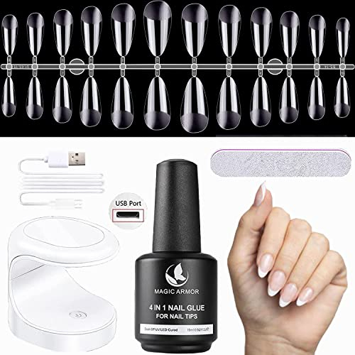 MAGIC ARMOR Soft Gel Nail Tip and Glue Gel Kit - Achieve Professional Nail Extension at Home, For Gel Art DIY Manicure Nail Extension (PAT1)