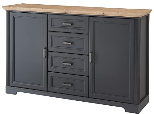 DEINE TANTE EMMA 5033GH25 Kommode Jasmin Beistellkommode Graphit Grau/Artisan Eiche Nb. ca. 165 x 102 x 41 cm