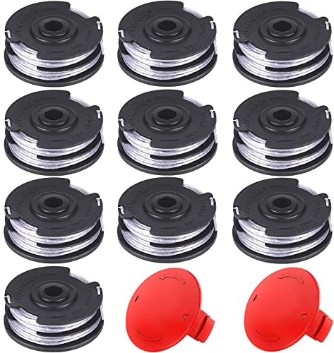 Carretes Recambio Para Recortadora Césped, 12PC Recambio Para Cable Carrete Compatible Con Bosch F016800351 Recortadora Césped Recortadora Borde Cable Carrete Repuesto 6m 1600A00X61 10 Carrete 2 Tapa