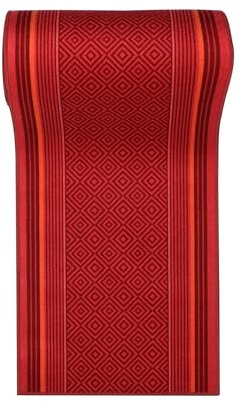 Mazovia Teppich Flur 67x1000cm Rot Modern rutschfest Kurzflor Stilvoll | Teppich für Schlafzimmer Küche Wohnzimmer Esszimmer Büro Muster Teppichläufer Moderner Look Blickfang Verkauf pro Meter