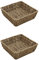 JVL Hand Woven Seagrass Square Storage Tray, H:8 x W:25 x D:25cm, Capacity 4.2L, Set of 2