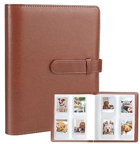 256 Taschen Fotoalbum für Fujifilm Instax Mini LiPlay 11 12 9 8+ 8 7S Sofortbildkamera, für Polaroid Snap SnapTouch PIC-300 Z2300 Mint Zip Sofortbildkamera Drucker (Braun)