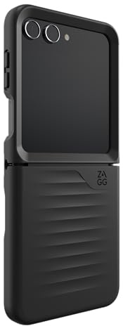 ZAGG Bridgetown, Graphen-verstärkte Hülle für Samsung Galaxy Z Flip 5 [6.7-Inch], mit Scharnierschutz,unterstützt drahtloses Laden, stossfest, Abdeckung für die Rückseite (Schwarz)