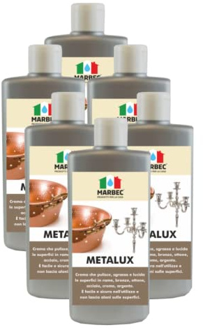 MARBEC METALUX 250GRX6Stck Poliercreme, die Oberflächen aus Kupfer, Silber reinigt und entfettet. Einfach und sicher in der Anwendung, hinterlässt keine Lichthöfe.