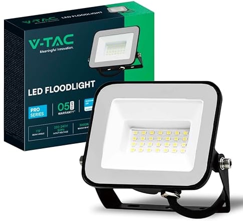 V-TAC Faro LED da Esterno 30W - [CHIP SAMSUNG] - 2505 Lumen - IP65 - Proiettore Faretto LED Esterno Colore Nero per Casa, Giardino, Garage - Impermeabile - Fari LED Luce Bianca Fredda