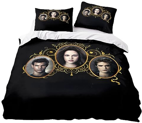 Agmdno Vampiariesre Bettwäsche-Set,Bettbezug 135x200 cm+Kissenbezug 80x80cm,Jugendliche Mädchen Kinderbettwäsche Twilight Saga,vsco Deko (A,135x200/50x75x1)