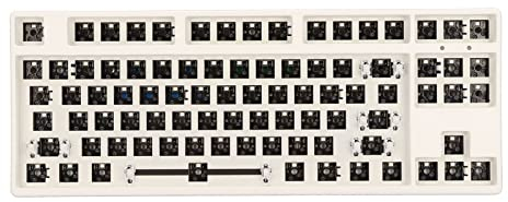 Jectse 87-Tasten-RGB-Mechanische-Tastatur-DIY-Kit, TKL-Layout-Schalter, Hot-Swap-ABS-Aluminiumlegierung, Modulare, Anpassbare Mechanische Tastatur mit Hintergrundbeleuchtung RGB, (White)
