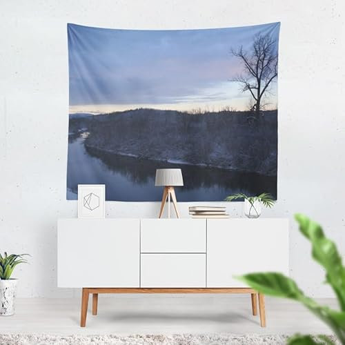 UNZYE Wandbehang Foto Wandtuch Tür Schiffshafen Wandbehang Comic Großes Strandtuch Blau 100x70cm
