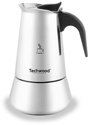 Techwood Moka Masterpiece: El arte tradicional italiano en acero inoxidable para 12 tazas de café con cuerpo y rico, perfecto en todos los fuegos