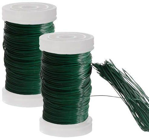 2 rollos de alambre floral verde para arreglos de flores de 0.35 mm, alambre fino para hacer joyas, manualidades, joyería, ganchillo, alambres de Navidad, ramos de flores, suministros para hacer