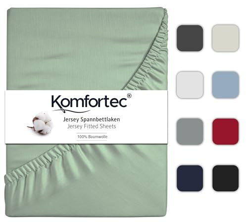 Komfortec Jersey Spannbettlaken 180x200 cm, 100% Baumwolle, Grün