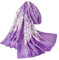 Silk Scarf Women Shawl Lotus Scarf Stain Neckerchief Head Wrap Thin Scarf Ladies Beach Shawl Vintage Bridal Scarf White Chiffon Scarf Muslim Colorful Cloth Christmas Scarf Belt (Purple-rose)