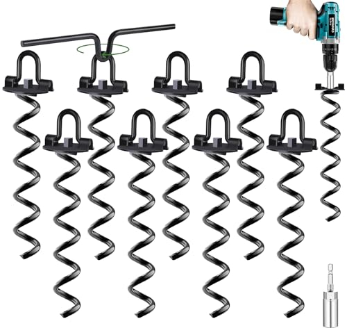 Erdanker Bodenanker - Metall Trampolin Anker verwenden mit Bohrer, Erdanker Trampolin für Campingzelte, Schuppen, Trampolin, Schaukeln, 8er-Pack