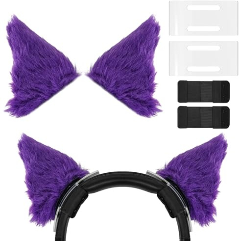 GEEKRIA Nova-Espaciador de Diadema para Auriculares+Accesorio para Orejas de Gato,Compatible con Auriculares Bose,Sony,Skullcandy, Beats, Marshall,fácil instalación, cómodo y Elegante(Negro/púrpura)