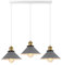 Pendelleuchte 3 Flammige Hängeleuchte Vintage Industrielle Hängelampe E27 Deckenleuchte Retro Design Lampenschirm 220mm Edison Lampe für Küche Esszimmer Schlafzimmer Flur (Grau-eine Stange 50cm)