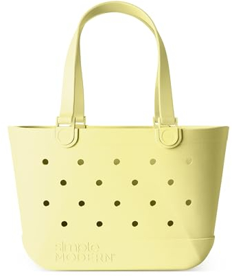 Simple Modern Strandtasche aus Gummi | Große Wasserdichte Tragetasche mit Reißverschlusstasche für Strand, Pool, Boot, Einkäufe, Sport | Getaway Bag Kollektion | Buttercup