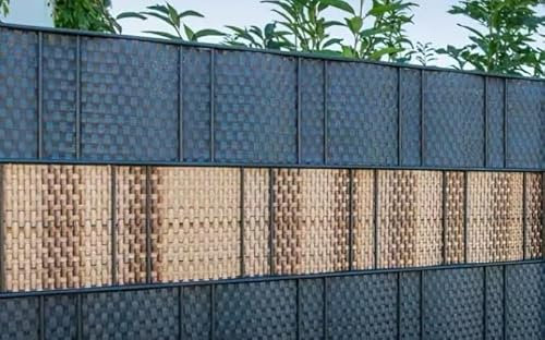 Sichtschutzstreifen in Rattan-Optik (Schwarz)