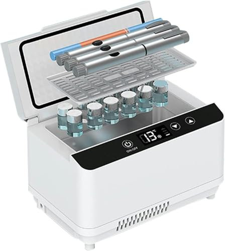 Nevera portátil para insulina diabética Mini refrigerador de Medicina Refrigerador de refrigeración médica Caja de enfriamiento de Doble Capa para RV Camping Picnic Viaje Estuche Aislado 2-8 ℃ (sin