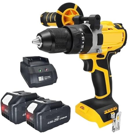 Rotary Hammers Electric Hammer Drill 20V Brushless Cordless 13mm Power Impact Drill Ice Screwdriver 4.0Ah Battery For Wood Metal Concrete(2PCS 4Ah Battery)