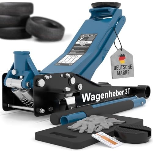 Tarpofix® Wagenheber 3t hydraulisch (75-505mm Hubhöhe) | Premium Rangierwagenheber 3t mit Doppelzylinder | Wagenheber flach hydraulisch für SUV & tiefergelegte Autos | Hydraulik Rangierwagenheber