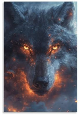 DHBANEIOK Wolf Poster, DekoRatteives Gemälde, Leinwand, Wandkunst, Wohnzimmer, Poster, Schlafzimmer, Gemälde 24x36inch(60x90cm)