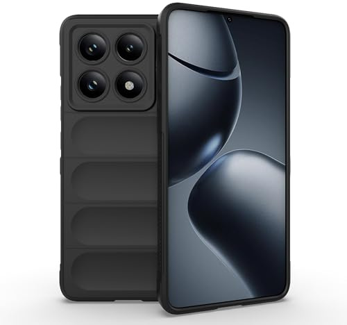 ESHUYI® Liquid Silicone Hülle für Xiaomi 14T Pro 5G mit Antibakteriellem Schutz und Kratzfestes weichem Mikrofaserfutter, Rundumschutz Stoßfeste Handyhülle Case, Schwarz